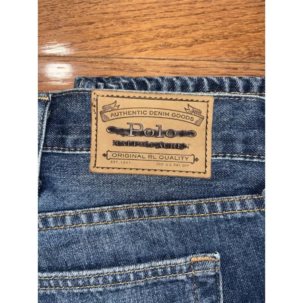 Polo Ralph Lauren Varick Slim Straight Big Tall Jeans 46x32 Patch Graffiti Y2K